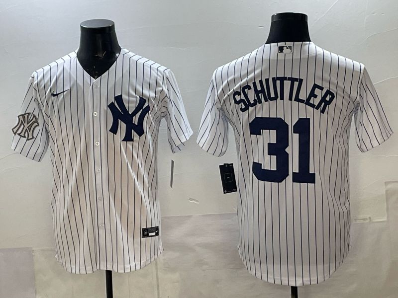 Men New York Yankees #31 Schuttler white stripe Game Nike MLB 2025 Jersey 003->new york yankees->MLB Jersey